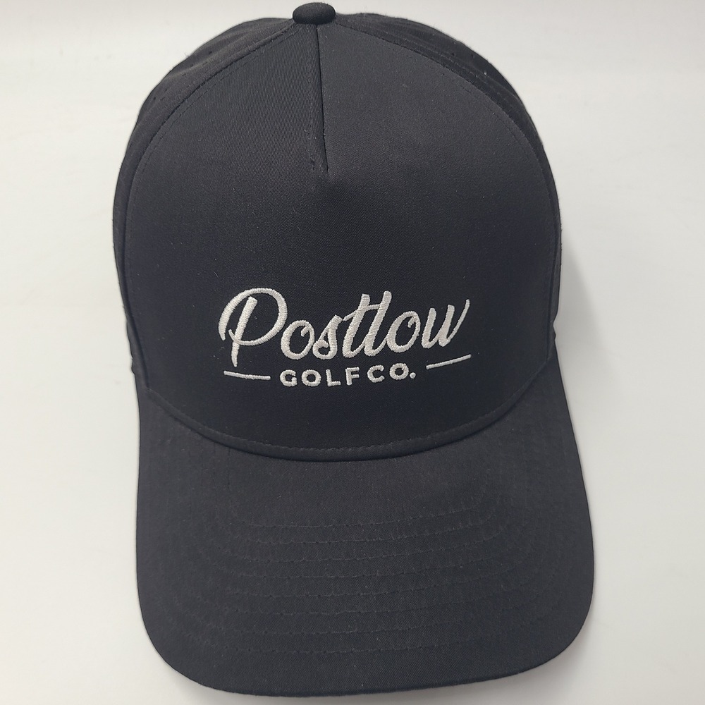Postlow Golf Co Hat Snapback Black White Logo Laser Cut Perforated Outdoors Men